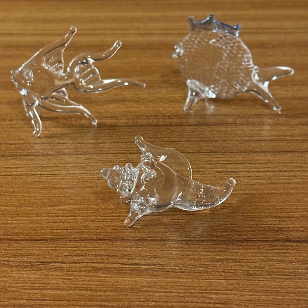 Set Of 3 Glass Figurines Miniatures